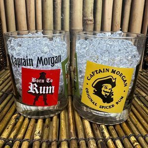 Lot Of 2 Captain Morgan Original Spiced Rum Double Rocks Glasses Born To Rum